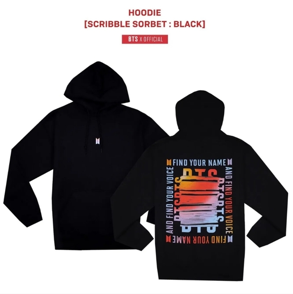 BTS SPEAK YOURSELF World Tour POP Up Store Official HOODIE SCRIBBLE SORBET S - Picture 3 of 5